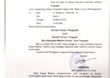 Relass Panggilan Sidang Kepada Tergugat