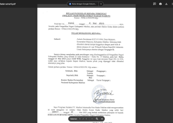 Relass Panggilan Sidang kepada NY.SUHARTI Desa Mejayan, Kecamatan Mejayan