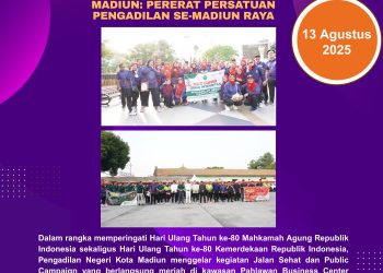 Semarak Jalan Sehat HUT RI Ke 80 & HUT MA.RI Ke 80 di Madiun: Pererat Persatuan Pengadilan se-Madiun Raya