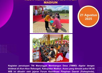Penutupan TMMD di Alun-Alun Reksogati Kabupaten Madiun