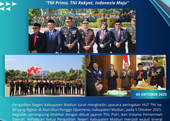 Pengadilan Negeri Kabupaten Madiun Hadiri Upacara HUT TNI ke-80 di Alun-Alun Ronggo Jumeno
