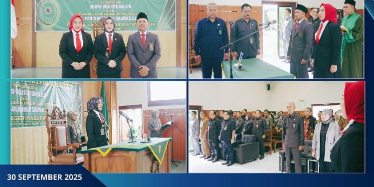 PENGAMBILAN SUMPAH JABATAN DAN PELANTIKAN SEKRETARIS DAN KASUB. BAG UMUM DAN KEUANGAN DI PN KAB. MADIUN